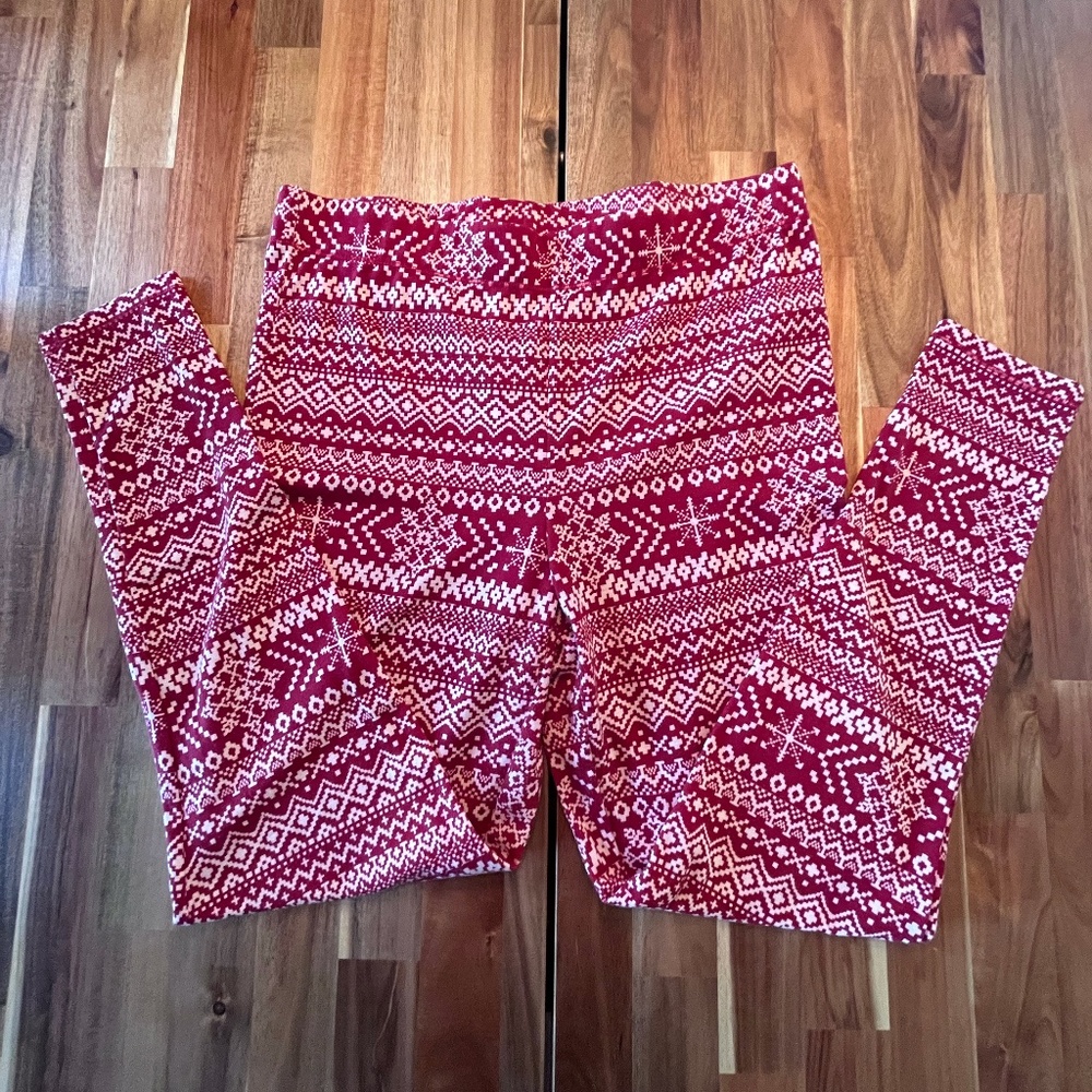 Christmas Leggings - Red/White (L)